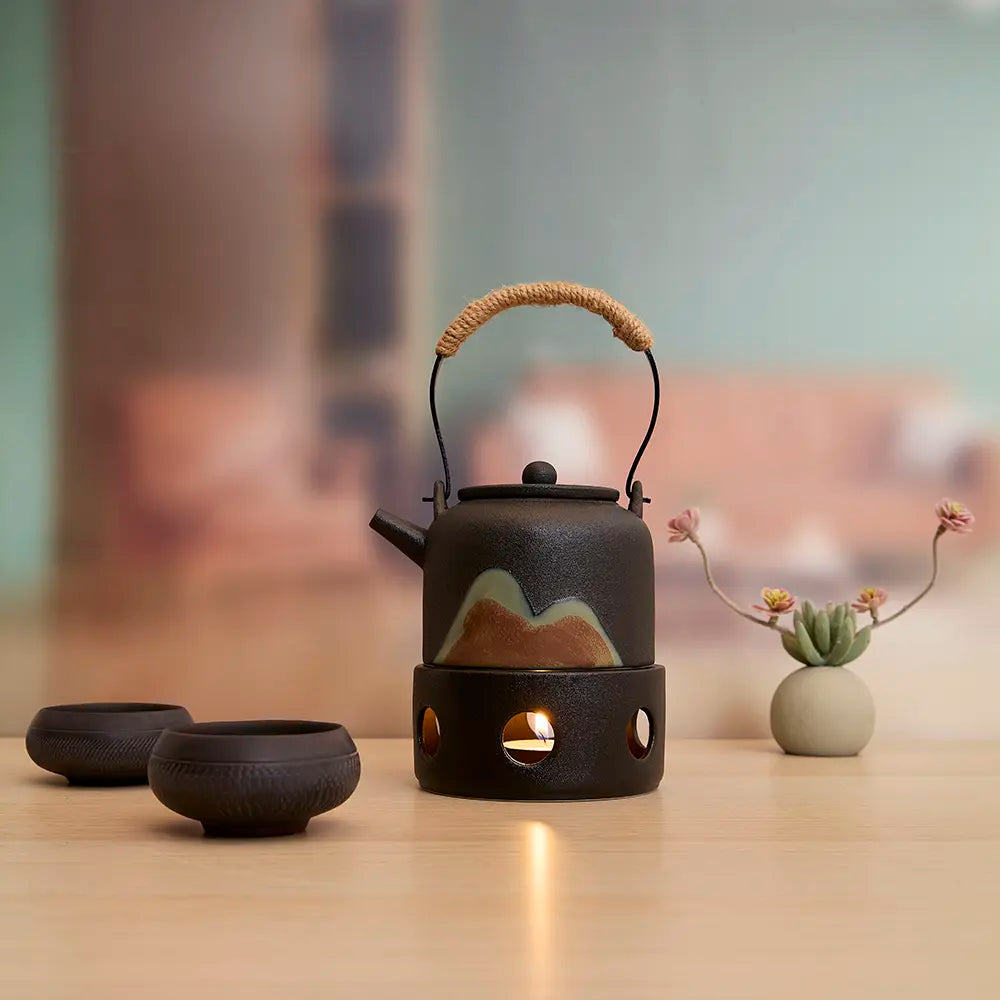 High Mountain Teapot with Ceramic Candle Heater