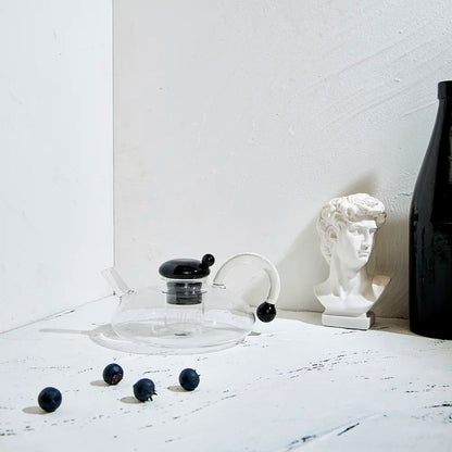 Flat Glass Teapot with Strainer